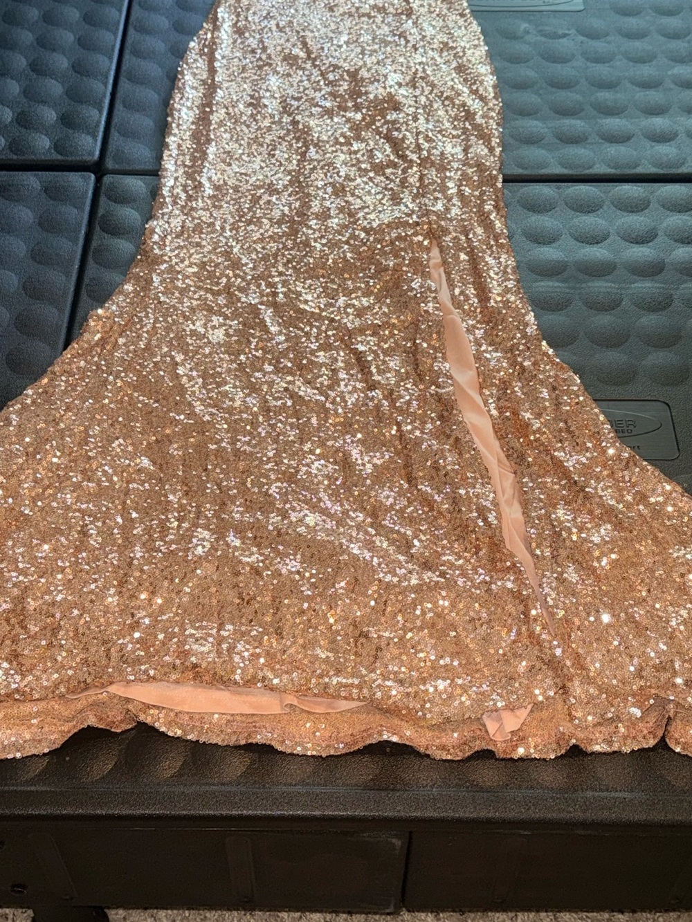Backless Sequin Evening Dress in Rose Gold